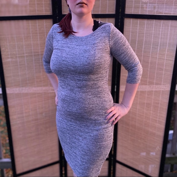 Bodycon Dress with Shoulder Detail - Picture 2 of 4